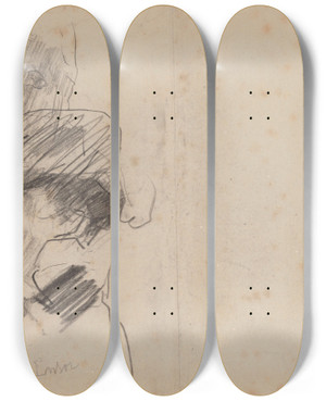 Triptych art skateboard deck of James Ensor Portrait Of A Man_7 by James Ensor (1860-1949)