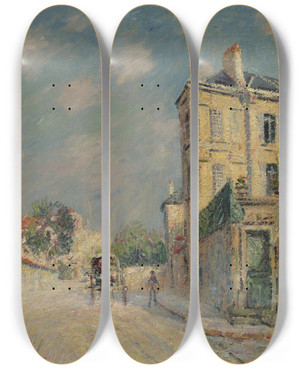 Triptych art skateboard deck of Gustave Loiseau Environs De Paris by Gustave Loiseau (1865-1935)