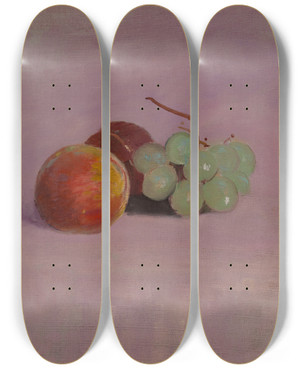 Triptych art skateboard deck of Odilon Redon Still Life Withfruit by Odilon Redon (1840-1916)