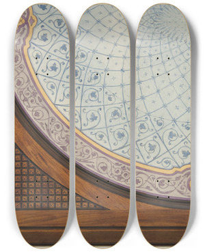 Triptych art skateboard deck of Julesedmondcharles Lachaise Design For The Painted Decoration Of A Ceiling_2 by Jules-Edmond-Charles Lachaise (1897)