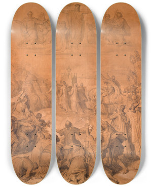 Triptych art skateboard deck of Wilhelm Von Kaulbach The Crusaders by Wilhelm von Kaulbach (1805-1874) Triptych art skateboard deck of Wilhelm Von Kaulbach The Crusaders by Wilhelm von Kaulbach (1805-1874)