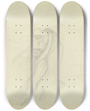 Triptych art skateboard deck of Victor Mller Eine Junge Frau Neben Einer Leblosen Gestalt Den Tod Flehendlich Umarmend by Victor Muller (1829-1871)