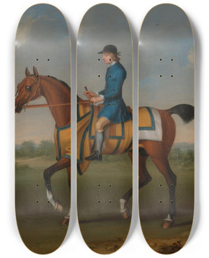 Triptych art skateboard deck of James Seymour A Bay Racehorse With Jockey Up by James Seymour (1697-1752)