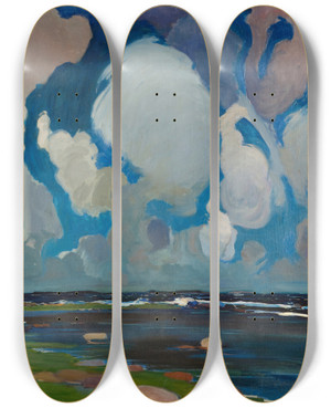 Triptych art skateboard deck of Konrad Krzyanowski Clouds In Finland by Konrad Krzyzanowski (1872-1922)