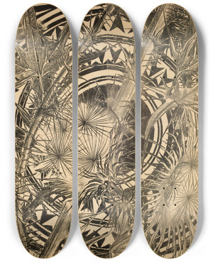 Triptych art skateboard deck of Jan Bulas Kompozycja Z Ostami by Jan Bulas (1878-1917)