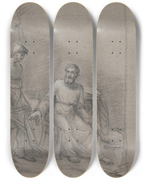 Triptych art skateboard deck of Jean Antoine Verschaeren Samuel At The Service Of Eli by Jean Antoine Verschaeren (1803-1863)