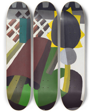 Triptych art skateboard deck of Arthur Dove The Inn by Arthur Dove (1880-1946)
