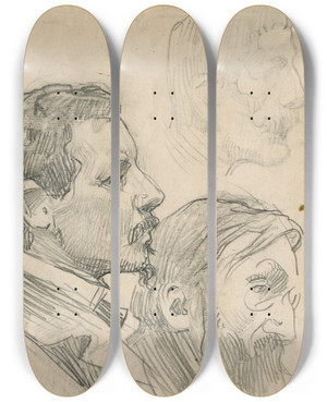 Triptych art skateboard deck of Nicolaas Van Der Waay George Rueter Marinus Heijl En Onbekende Schilders by Nicolaas van der Waay (1855-1936)
