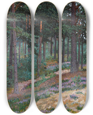 Triptych art skateboard deck of Nikolai Bogdanovbelsky Forest Glade by Nikolai Bogdanov-Belsky (1868-1945)