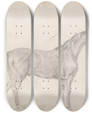 Triptych art skateboard deck of Sawrey Gilpin Horse Standing Side View Facing Right by Sawrey Gilpin (1733-1807)