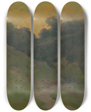 Triptych art skateboard deck of Udovt Ordk Corner Of A Park by udovt ordk (1865-1937)