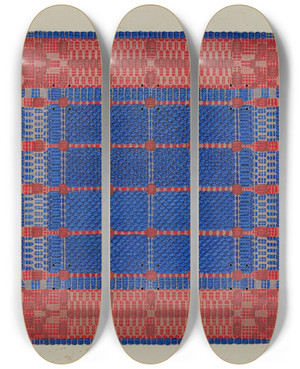 Triptych art skateboard deck of Cornelius Christoffels Coverlet Section_5 by Cornelius Christoffels (1879-1960)