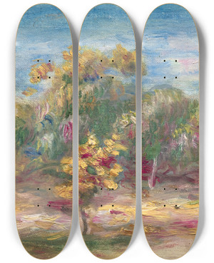 Triptych art skateboard deck of Pierreauguste Renoir Paysage Les Arbres by Pierre-Auguste Renoir (1841-1919)