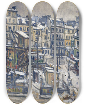 Triptych art skateboard deck of Germain Davidnillet Travaux Du Mtropolitain Langle De La Rue Du Faubourg Saintantoine Et De La Rue De Reuilly by Germain David-Nillet (1861-1932)