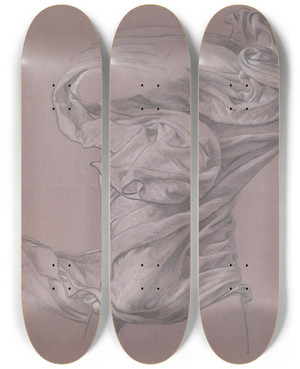Triptych art skateboard deck of Elihu Vedder Study For Greek Girls Bathing Xvii by Elihu Vedder (1836-1923)
