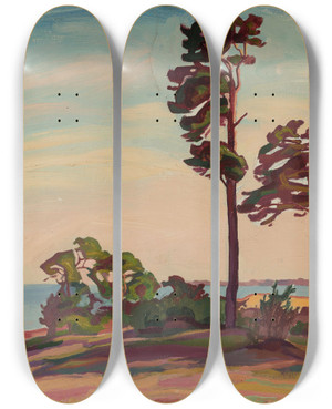 Triptych art skateboard deck of Nikolai Triik Saaremaa Rannamaastik by Nikolai Triik (1884-1940)