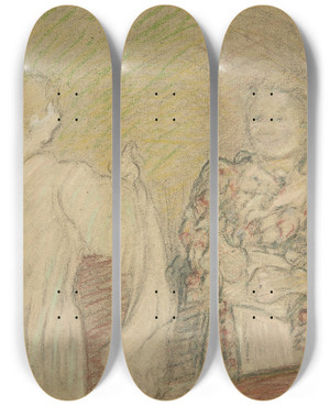 Triptych art skateboard deck of Douard Vuillard Madame Vuillard Conversant Avec Une Jeune Fille by douard Vuillard (1868-1940)