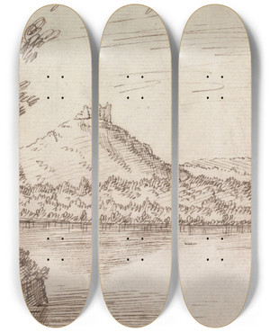 Triptych art skateboard deck of Henry Swinburne Garonne River by Henry Swinburne (1743-1803)