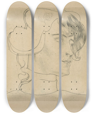 Triptych art skateboard deck of Jan Toorop Portret Van Marguerite Helfrich by Jan Toorop (1858-1928)