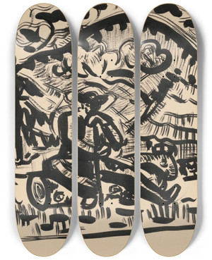 Triptych art skateboard deck of Arnold Peter Weiszkubnan Sitting Man by Arnold Peter Weisz-Kubnan (1898-1944)
