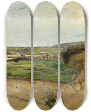 Triptych art skateboard deck of Max Liebermann Dnenlandschaft by Max Liebermann (1847-1935)