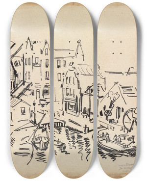 Triptych art skateboard deck of Rik Wouters Overtoom In Amsterdam by Rik Wouters (1882-1916)