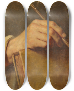 Triptych art skateboard deck of Amalia Lindegren Study Of A Hand by Amalia Lindegren (1814-1891)