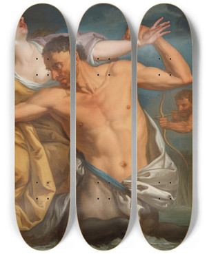 Triptych art skateboard deck of Italian School The Slaying Of Nessus By Hercules by Italian School (1800-1899)