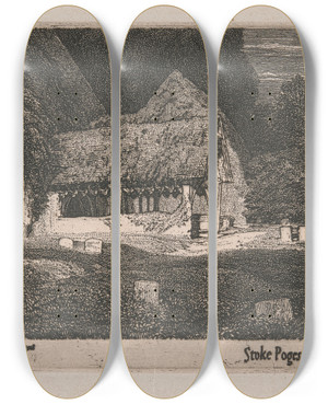Triptych art skateboard deck of Frederick Landseer Maur Griggs Stoke Poges by Frederick Landseer Maur Griggs (1876-1938)