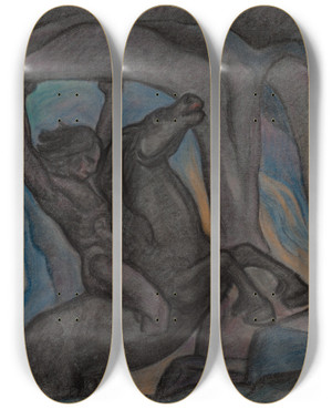 Triptych art skateboard deck of August Roosileht Kalevipoeg Prgu Vravas by August Roosileht