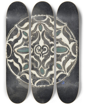 Triptych art skateboard deck of Carel Adolph Lion Cachet Ontwerp Voor Een Broche by Carel Adolph Lion Cachet (1864-1945)