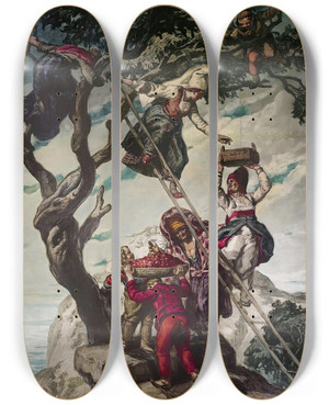 Triptych art skateboard deck of Jos Mara Sert Recoleccin The Harvest by Jose Maria Sert (1874-1945)