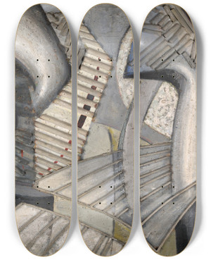 Triptych art skateboard deck of John Covert Vocalization by John Covert (1882-1960)