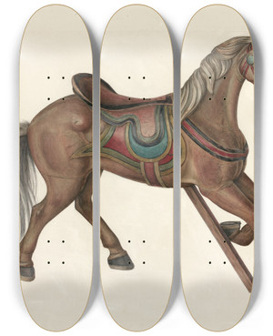 Triptych art skateboard deck of Mina Lowry Hobby Horse_1 by Mina Lowry (1894-1942)