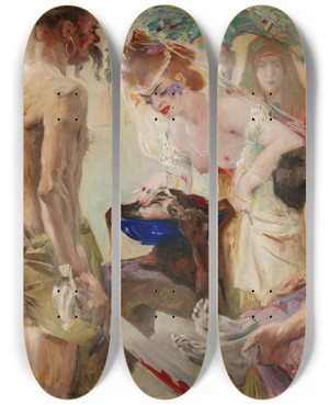 Triptych art skateboard deck of Lovis Corinth Salom by Lovis Corinth (1858-1925)