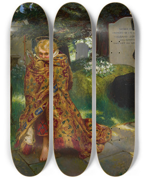 Triptych art skateboard deck of Byam Shaw The Lure by Byam Shaw (1872-1919)