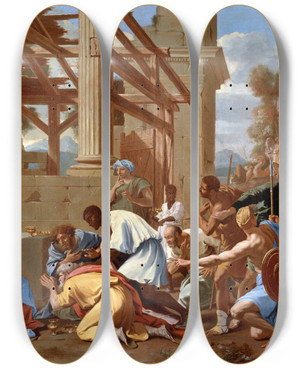 Triptych art skateboard deck of Nicolas Poussin The Adoration Of The Magi by Nicolas Poussin (1594-1665)