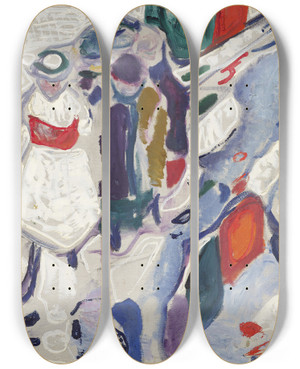 Triptych art skateboard deck of Edvard Munch Children In The Street by Edvard Munch (1863-1944)