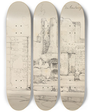Triptych art skateboard deck of Jacquesraymond Brascassat Maison Du Boulanger Pompi by Jacques Raymond Brascassat (1804-1867)