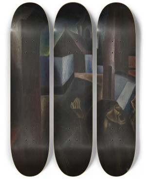 Triptych art skateboard deck of Frits Van Den Berghe Life by Frits van den Berghe (1883-1939)