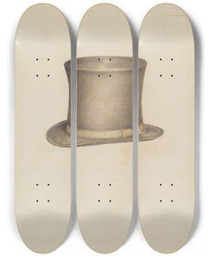 Triptych art skateboard deck of Henry De Wolfe Mans Hat by Henry De Wolfe