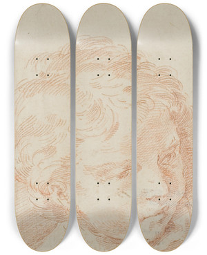 Triptych art skateboard deck of Donato Creti Childs Head by Donato Creti (1671-1749)