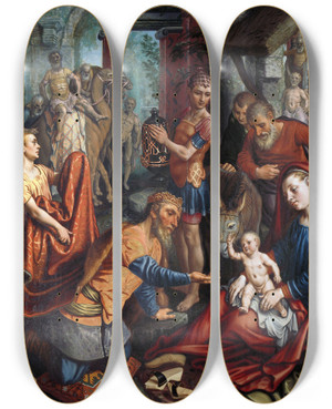 Triptych art skateboard deck of Pieter Aertsen The Adoration Of The Magi by Pieter Aertsen (1508-1575)