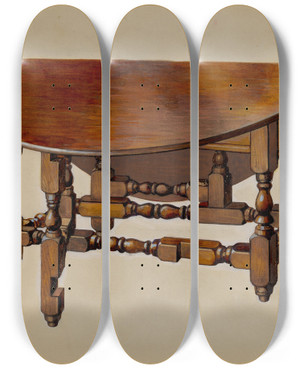 Triptych art skateboard deck of George Nelson Gatelegged Table by George Nelson