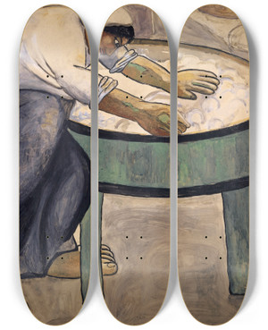 Triptych art skateboard deck of Kazimir Malevich The Washerwoman by Kazimir Malevich (1879-1935)