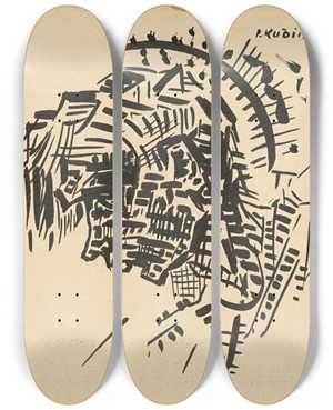 Triptych art skateboard deck of Arnold Peter Weiszkubnan Head Selfportrait As P Kubnan by Arnold Peter Weisz-Kubnan (1898-1944)