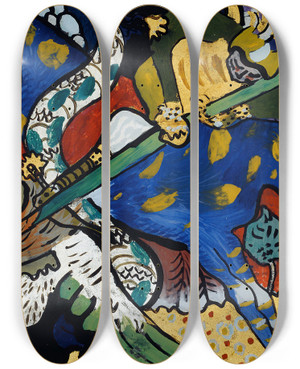 Triptych art skateboard deck of Wassily Kandinsky Saint George I by Wassily Kandinsky (1866-1944)