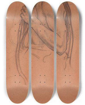Triptych art skateboard deck of Richard Nicolas Roland Holst Bovenlichaam Van Een Man Met Touw Over Zijn Schouder by Richard Nicolaus Roland Holst (1868-1938)