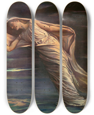 Triptych art skateboard deck of John La Farge The Dawn by John La Farge (1835-1910)