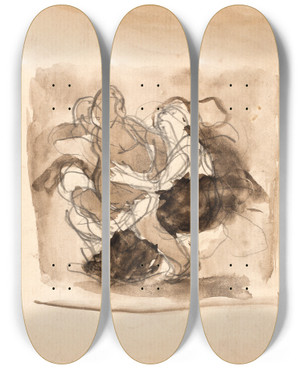 Triptych art skateboard deck of Oluf Hartmann Studie Til To Kvinder Sls Om En Mand_2 by Oluf Hartmann (1879-1910) Triptych art skateboard deck of Oluf Hartmann Studie Til To Kvinder Sls Om En Mand_2 by Oluf Hartmann (1879-1910)